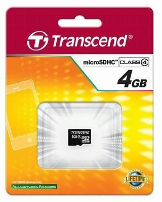 Добави още лукс Карти памети Карта памет Micro SD 4 GB Transcend 